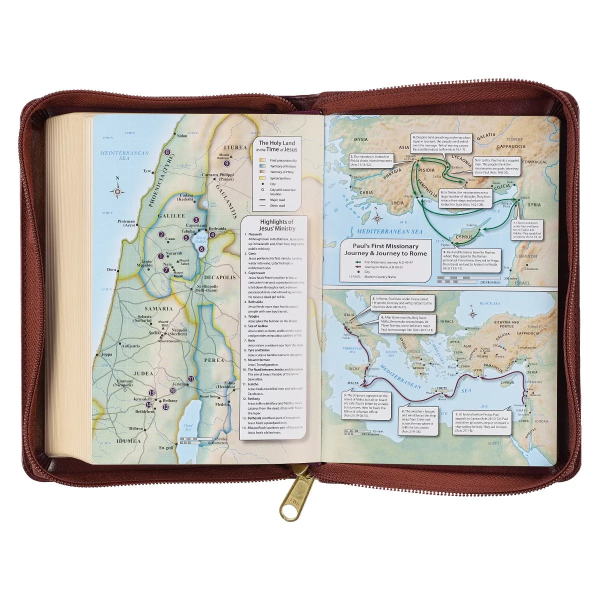 KJV Holy Bible, Compact Large Print Faux Leather Red Letter Edition - Ribbon Marker, King James Version, Burgundy, Zipper Closure