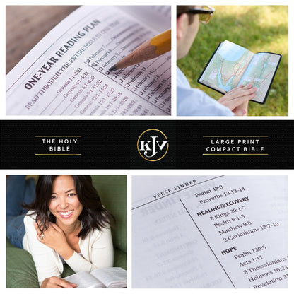 KJV Holy Bible, Compact Large Print Faux Leather Red Letter Edition - Ribbon Marker, King James Version, Burgundy, Zipper Closure